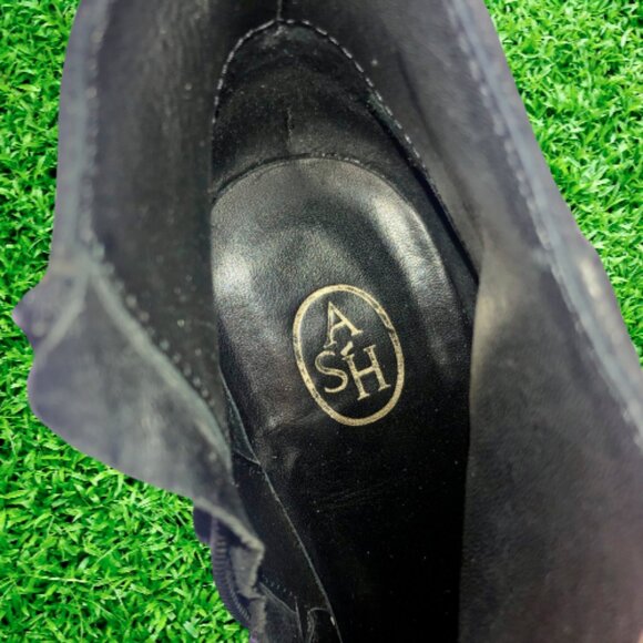 ASH Ankle Boot Heeled Boot Moto Harness Black Suede Womens 10.5 - Picture 6 of 9